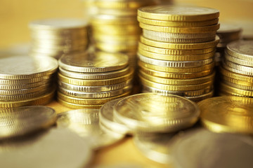 rows of coins for finance and banking concept

