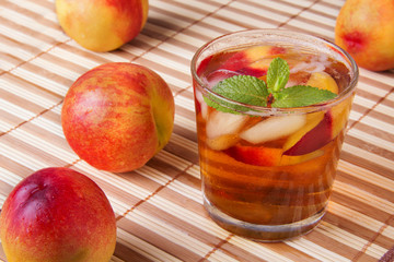 peach iced tea and mint
