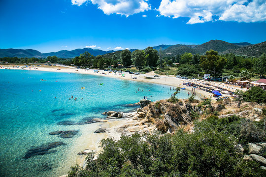 Beautiful Sikias beach on the east coast of Sithonia , Halkidiki