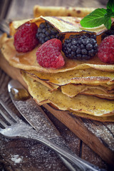 Pancake - Crepes with berries, mint and honey
