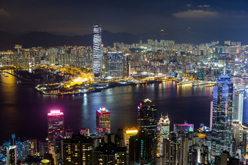 Obraz premium Hong Kong skyline at night