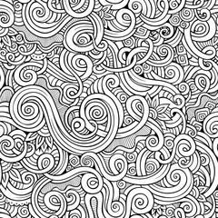 Decorative hand drawn doodle nature ornamental curl  seamless pattern