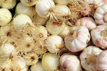 fresh garlic and onion background