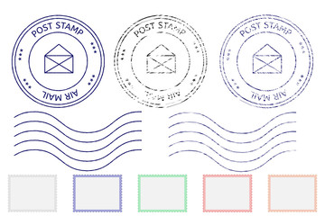 Post stamps, partially faded