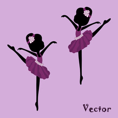 Beautiful drawing ballerina on a purple background