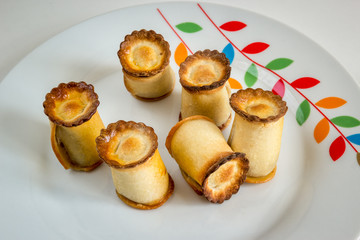 Petit pate de Pezenas, roll-shaped pies stuffed with lamb, speciality of Pezenas, Languedoc, France