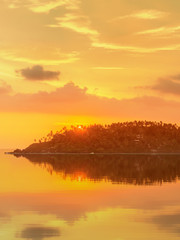 Romantic untouched tropical beach on sunset, Sri Lanka