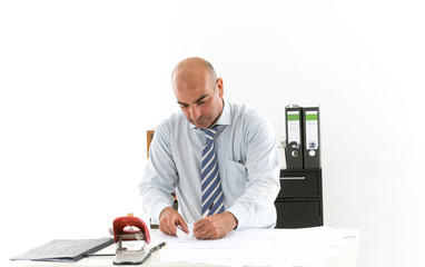 Office employee signing documents