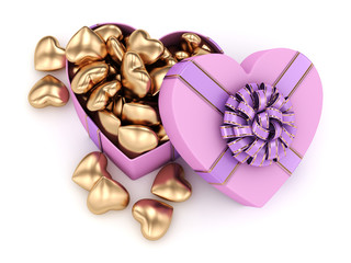 3D rendering box in heart shape