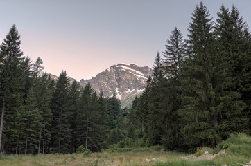 Nordend peak at sunrise in Macugnaga, Italy