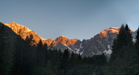 Sunrise on the Monte Rosa massif, Italy, Macugnaga
