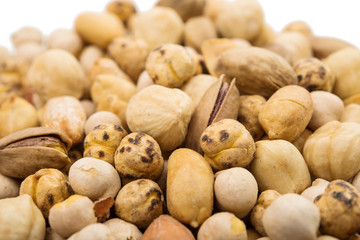 chickpeas, nuts, yellow peas