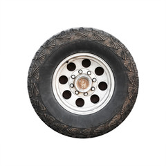 SUV car wheel, front view isolated