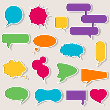 Set of colorful speech bubbles with shadows