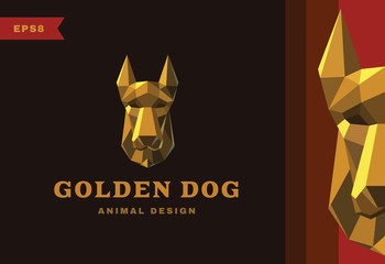 Vector logo. Golden dog Polygon