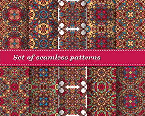 Set of vector seamless abstract pattern.  Background for design and fashion. Arabic, Indian patterns