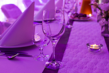wedding table with glasses