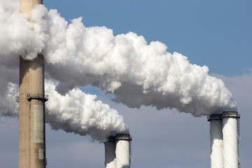 Factory chimney smoke emission