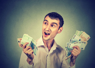 Happy man with money
