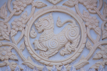 A fabulous lion, A heraldic lion at Wat Ket Chaiyo.