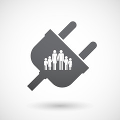 Isolated male plug with a large family  pictogram