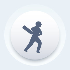 Cricket icon, batsman, cricket player with bat