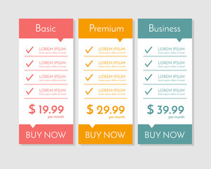 Obraz premium Vector pricing table for websites and applications.