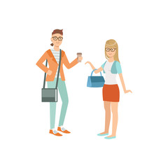 Two Students In Hipster Trendy Outfits