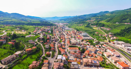 Fototapeta premium Aerial view of the Alpone valley near San Giovanni Ilarione, Italy.