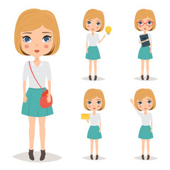 Character cartoon set of business woman or office person daily.