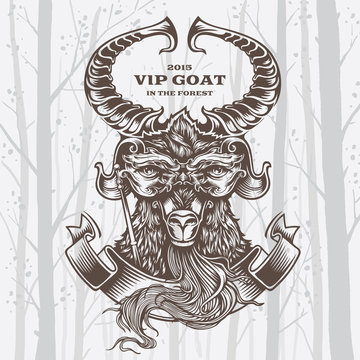 Vector Illustration Goat on White background.