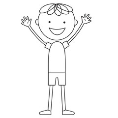 Illustration of cartoon boy in black color