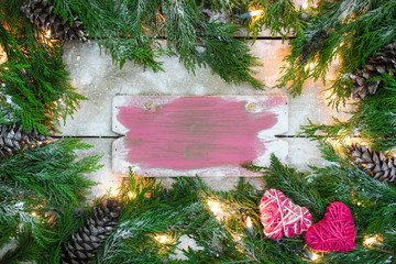 Blank wood holiday sign with garland border