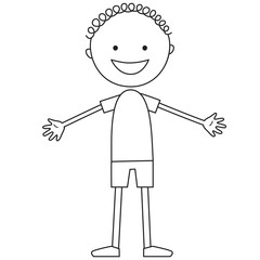 Illustration of cartoon boy in black color