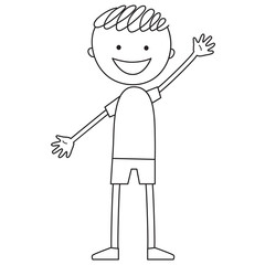 Illustration of cartoon boy in black color