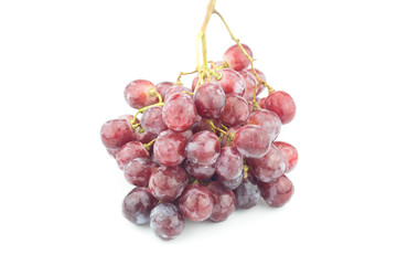 Ripe red grapes isolated on white background,close-up