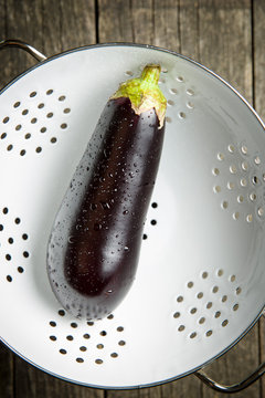 dewy fresh eggplant