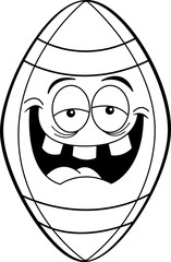 Black and white illustration of a happy football.