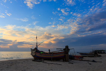 fishing boat at beautiful sunrise,Thailand 