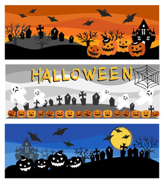 Three types of Halloween illustrations