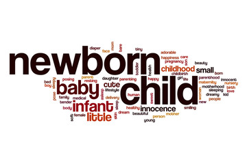 Fototapeta premium Newborn child word cloud concept