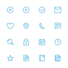 Miscellaneous blue line of icons