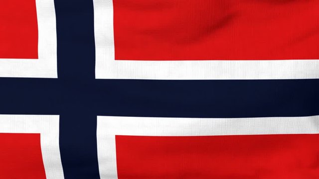 National flag of Norway flying and waving on the wind. Sate symbol of Norwegian nation and government. Computer generated animation.