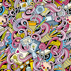 Cartoon hand-drawn doodles on the subject of Design seamless pattern