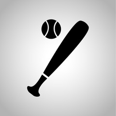 Baseball bat and ball icon on the background