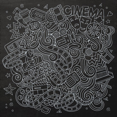 Cartoon vector hand-drawn Cinema Doodle. Sketchy design