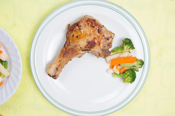 Chef decorated pork chop steak