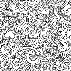 Fototapeta premium Doodles Love vector sketchy seamless pattern