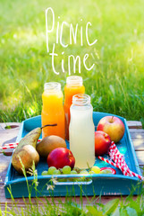 Juice Different Bottles Party Summer Time Picnic