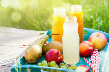 Juice Bottles Party Summer Time Outdoor Picnic